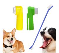 Puppy Teeth Rubbish Kit - Soft Toothbrush for Dogs and Puppies | A 2 Finger Toothbrushes and 1 Double Head Brush, Gentle Dog Care Tools for Approx