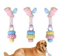 Puppy Teething Toy, Interactive Teething Toy for Small Dogs | 3 Pieces Rope Ball Teeth Cleaning Chew for Dogs Teething Toy Relieving Boredom Stress Abba Cartoon Bone