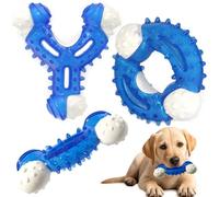 Puppy Teething Toys 3-Pack - Dog Chew Toys for Small to Medium Dogs, Natural Rubber-Coated Tough Nylon for Teething Puppies, Provide The Perfect Balance Between Durability and Softness, Blue