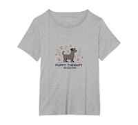 Puppy Therapy Session: Pawsitive Healing T-Shirt, Women's Plus, Heather Grey, 4X