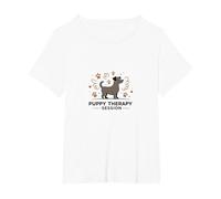 Puppy Therapy Session: Pawsitive Healing T-Shirt, Women's Plus, White, 2X