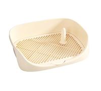 Puppy Toilet, Raise The Fence Pet Toilets, Mesh Training Tray with Removable Grille, Dog Litter Box for Small Medium Dogs Durable and Pet Safe(Beige,48cm)