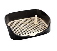 Puppy Toilet, Raise The Fence Pet Toilets, Mesh Training Tray with Removable Grille, Dog Litter Box for Small Medium Dogs Durable and Pet Safe(Black,48cm)