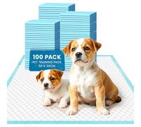 Puppy Training Pads 100 Pack - Ultra-Absorbent Dog Wee Toilet Mats | INDOOR POTTY SOLUTION: incontinence · housebreaking · odour control · waterproof backing · adhesive strips · medium size