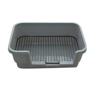 Puppy Training Potty Tray, Dog Litter Box Low Entry, Mesh Dogs Toilets with High Walls, Indoor Outdoor Square Pot Pott for Balcony Apartment Raised Sides(Grey)