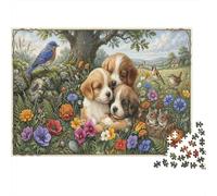 Puppy Trio Classic 1000 Pc Rigid Cardboard Jigsaw Spring Pastoral for Seniors Leisure Time Rainy Day Fun Must-Have Puzzle Lovers 38x26cm/1000pcs