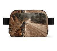 Puppy Waiting On The Roadside Square-Shaped Waist Bag with Durable Polyester and Adjustable Strap for Unisex Use