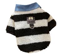 Puppy Winter Sweater - Warm Coat For Puppies | Warm Bear Striped Shirt Collar Outfit For Dogs | Soft Pet Winter Clothes For Small To Medium Dogs | Cozy Cold Weather Shirt For Fall & Holiday Season