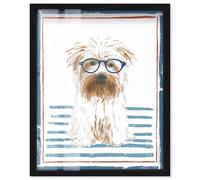 Puppy with Glasses III Shadowbox Print Fun Dog Wall Decor by Art Remedy, Black Frame, 24 x 30