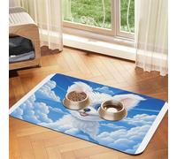 Puppy with Glasses in The Sky Pet Feeding Mat-Waterproof & Non-Slip Dog and Cat Food Mat-No Stains Quick Dry Dog Water Dispenser Mat