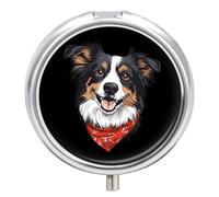 Puppy with Neckerchief Mini Pill Box Portable Vitamins Organizer 3 Compartment Pills Case for Pocket Purse