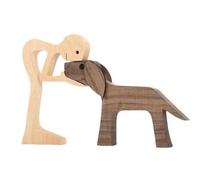 Puppy Wood Carving Ornaments, Wooden Figure for Dogs Heartwarming Gift Handmade Dog Wood Carving Puppy Wood Craft Sculpture for Dog Lovers, Craft Figure, Wood, Home, Office