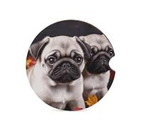 Puppys Pug 1PCS Car Coasters Absorbent Drink Coasters with A Finger Universal Wood Coffee Coaster for Cup Holders Non-Slip Car Cup Holder Coaster Cute Drink Mat Car Accessories for Women Men