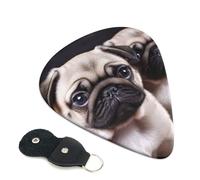 Puppys Pug 6 Pack Guitar Picks With Holder, Personalized Guitar Plectrums Non-Slip Portable Ukulele Bass Picks 0.46mm For Acoustic Guitar Lovers Gifts