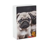 Puppys Pug Cigarette Case, Plastic Waterproof Shockproof, Airtight Push Open Cigarette Box, Capacity King Size Cigarette Holder, Portable Cigarette Container for Outdoor Travel Camping Office