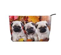 Puppys Pug, Cosmetic Bag Corduroy Makeup Bag Portable Travel Toiletry Bag