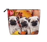 Puppys Pug, Cosmetic Bag Imitation Linen Makeup Bag Portable Travel Toiletry Bag