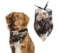 Puppys Pug Dog Bandana, Soft Breathable Pet Scarf, Personalized Dog Bib Kerchief for Small Medium Large Dogs Cats, Exquisite Pet Neckerchief for Daily Wear, Travel, Party