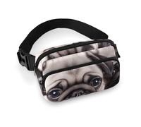 Puppys Pug Fanny Pack for Women, Personalized Waist Bag with Multi-Pockets for Men, Belt Bag for Travel, Crossbody Bags with Zipper, Adjustable Bum Bags for Running