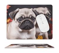 Puppys Pug Mouse Pad, 10 X 8 Inch PU Leather Mousepad with Smooth Surface, Square Waterproof Mouse Mat Non-Slip Ultra Thin Desk Pad for Gaming, Office & Home