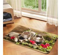 puppys pug print Cats Pet Bowl Placemat Pet Feeding Mats for Dogs, Non-Slip PU Leather Tablecloth for Pets
