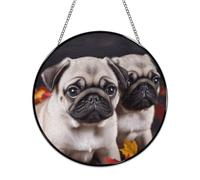 Puppys Pug Stained Glass Window Hanging Sign Suncatcher