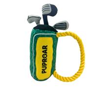 PUPROAR Golf Dog Toy - Funny Plush Gift with Squeaker, Crinkle & Rope - Cute Birthday Present for Puppies and Golf Lovers