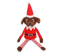PUPROAR Pooch on a Perch - Funny Christmas Elf Plush Dog Toy with Squeak & Crinkle, for Pets, Cute Dog Toy Stocking Stuffer, and Festive Playtime Fun