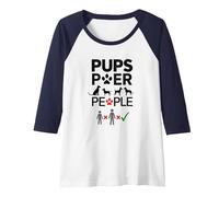 Pups Power People Dog Lover Humorous Graphic Raglan Baseball Tee, Women, Navy/White, S