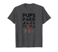 Pups Power People Dog Lover Humorous Graphic T-Shirt, Men, Dark Heather Grey, 6XL