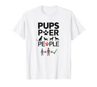 Pups Power People Dog Lover Humorous Graphic T-Shirt, Men, White, 6XL