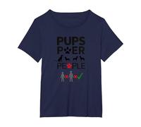 Pups Power People Dog Lover Humorous Graphic T-Shirt, Women's Plus, Navy, 6X