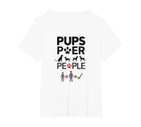Pups Power People Dog Lover Humorous Graphic T-Shirt, Women's Plus, White, 3X