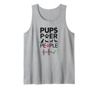 Pups Power People Dog Lover Humorous Graphic Tank Top, Men, Heather Grey, S
