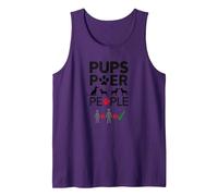 Pups Power People Dog Lover Humorous Graphic Tank Top, Men, Purple, S