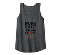 Pups Power People Dog Lover Humorous Graphic Tank Top, Women, Dark Heather Grey, L