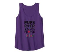 Pups Power People Dog Lover Humorous Graphic Tank Top, Women, Purple, S