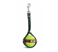 PupSensei Dog Ball Holder - Hands-Free Tennis Ball Carrier, Self-Clip Loop + Metal Clip, Attaches to Leash, Belt or Bag, Adjustable PU Leather, Fits Tennis Balls & Chuckit Medium, Forest Green