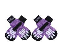 PUPTECK 2 Pairs Anti-Slip Dog Socks Paws Stop Licking, Walking Boots for Injured Paws Hot Weather/Winter, Gripper Shoes Paw Protectors for Hardwood Floors Small Large Dogs, Purple S