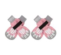 PUPTECK 2 Pairs Anti-Slip Dog Socks Paws Stop Licking, Walking Boots for Injured Paws Hot Weather/Winter, Gripper Shoes Paw Protectors for Hardwood Floors Small Large Dogs, Pink XS