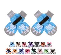PUPTECK 2 Pairs Anti-Slip Dog Socks Paws Stop Licking, Walking Boots for Injured Paws Hot Weather/Winter, Gripper Shoes Paw Protectors for Hardwood Floors Small Large Dogs