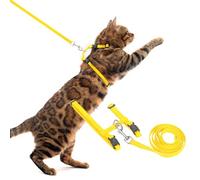 PUPTECK Adjustable Cat Harness and Lead Set Escape Proof Kitten Strap Collar for Walking Travel Yellow, S