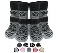 PUPTECK Anti Slip Dog Socks 2 Pairs with Grips for Hardwood Floors, Shoes for Hot/Cold Pavement, Paws Boots Stop Prevent Licking, Booties for Senior Small Large Dogs