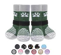 PUPTECK Anti Slip Dog Socks 2 Pairs with Grips for Hardwood Floors, Shoes for Hot/Cold Pavement, Paws Boots Stop Prevent Licking, Booties for Senior Small Large Dogs