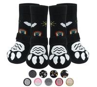 PUPTECK Anti Slip Dog Socks 2 Pairs with Grips for Hardwood Floors, Shoes for Hot/Cold Pavement, Paws Boots Stop Prevent Licking, Booties for Senior Small Large Dogs