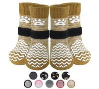 PUPTECK Anti Slip Dog Socks 2 Pairs with Grips for Hardwood Floors, Shoes for Hot/Cold Pavement, Paws Boots Stop Prevent Licking, Booties for Senior Small Large Dogs