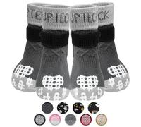 PUPTECK Anti Slip Dog Socks 2 Pairs with Grips for Hardwood Floors, Shoes for Hot/Cold Pavement, Paws Boots Stop Prevent Licking, Booties for Senior Small Large Dogs