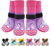 PUPTECK Anti Slip Dog Socks with Grips 2 Pairs, Shoes for Injured Paws Stop Licking, Boots Paw Protector Booties, Gripper for Hardwood Floors Walking