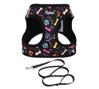 PUPTECK Step-in Dog Harness Small Dog No Pull Vest and Lead Set for Puppy Cats Outdoor Walking, Colorful Paw S