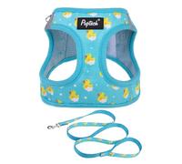 PUPTECK Step-in Dog Harness Small Dog No Pull Vest and Lead Set for Puppy Cats Outdoor Walking, Yellow Duck M